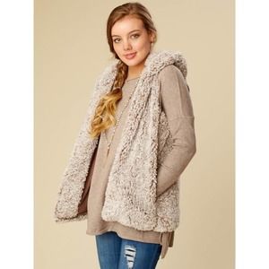 Altar'd State Hooded Wubby Fleece Outerwear Vest